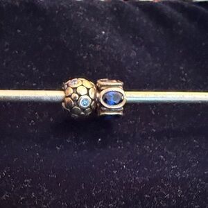 Sterling silver and blue Pandora bead duo